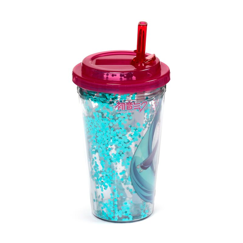 Shatterproof Double Walled Cup with Lid and Straw - Hatsune Miku