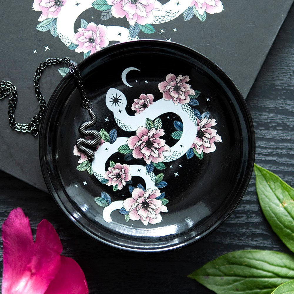 Serpentine Floral Snake Trinket Dish