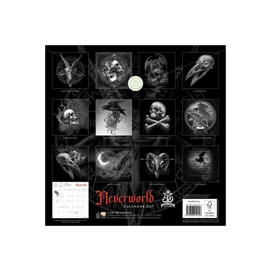 Alchemy Gothic 'Neverworld' Black & White 2027 Wall Calendar
