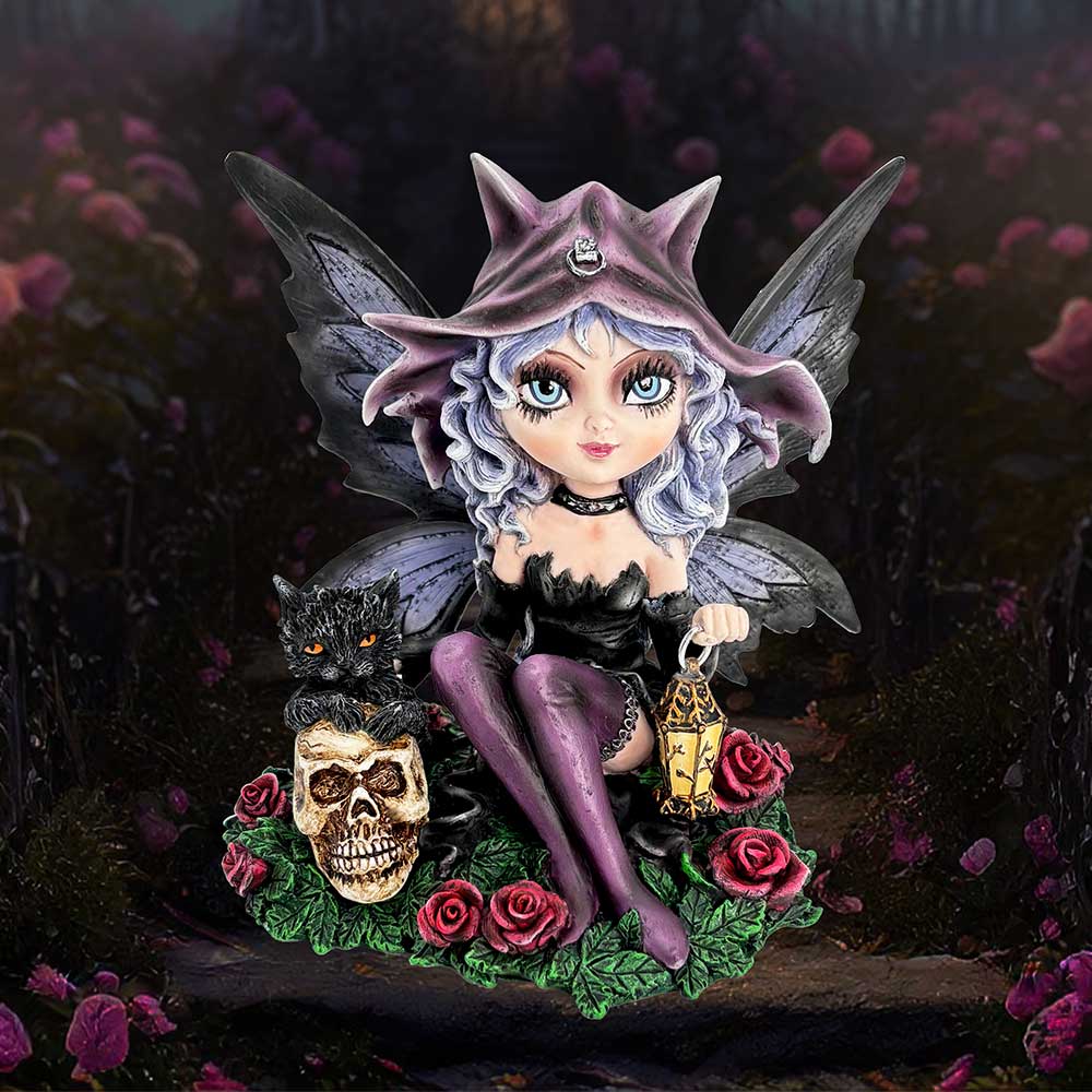 Midnight Fae Gothic Fairy with Cat Figurine