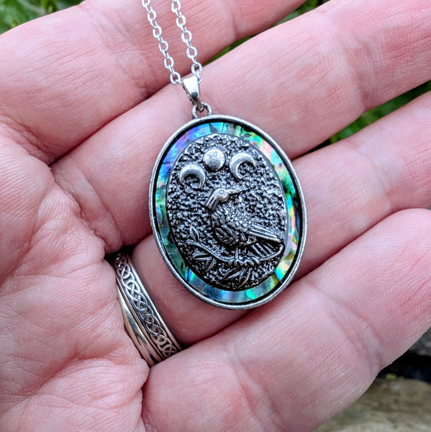 Gothic Raven Abalone Necklace