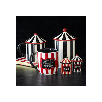 Black Striped Circus Tent Storage Jar