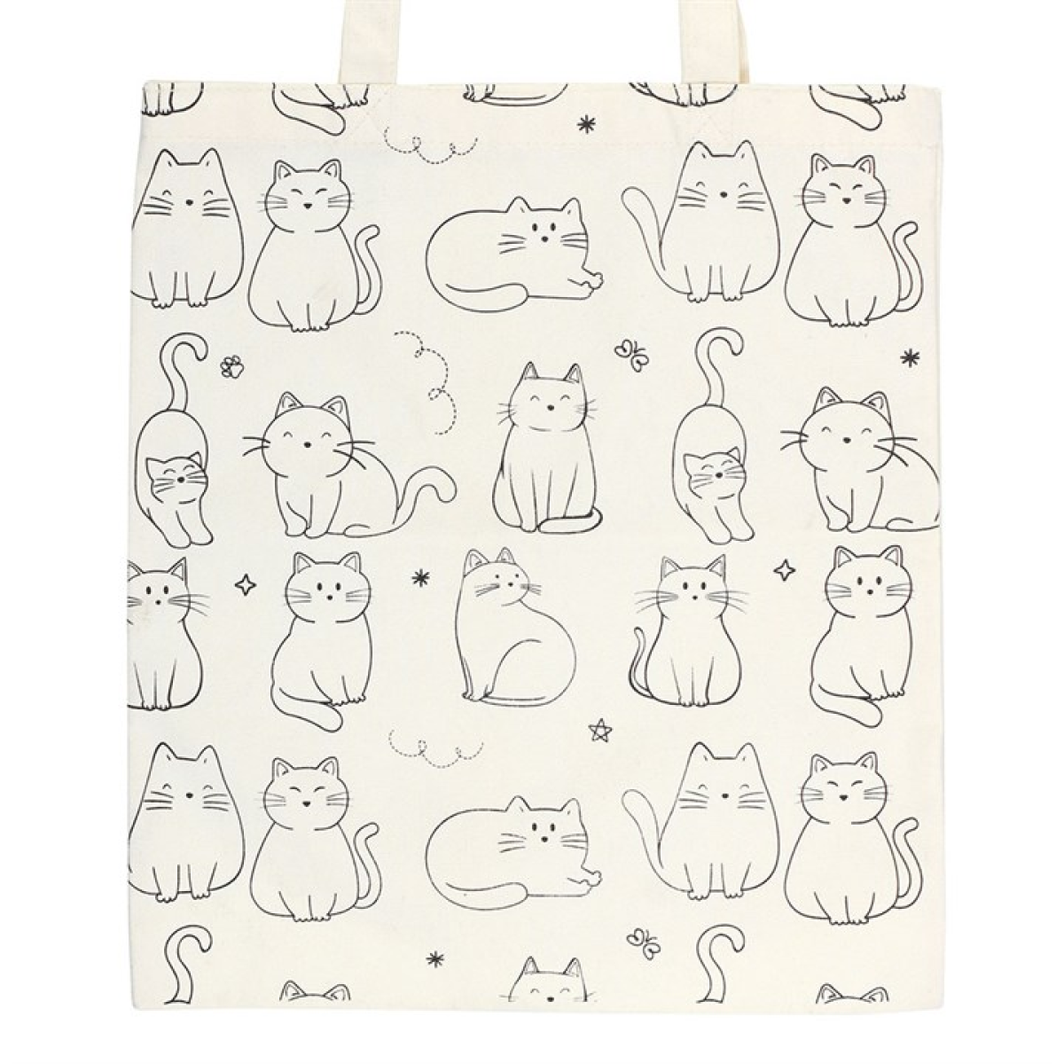 White Cat Print Polycotton Tote Bag