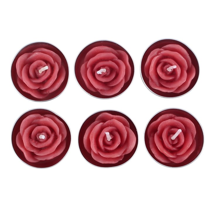 Pack of 6 Rose Shaped Tealights
