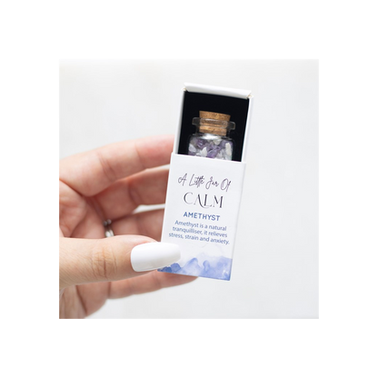 Jar of Calm Amethyst Crystal in a Matchbox