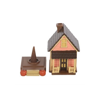 Pink House Incense Cone Burner with Pumpkins