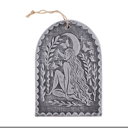 Moon Goddess Silver Effect Terracotta Plaque