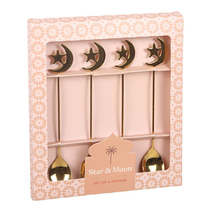 Set of 4 Star and Moon Teaspoons