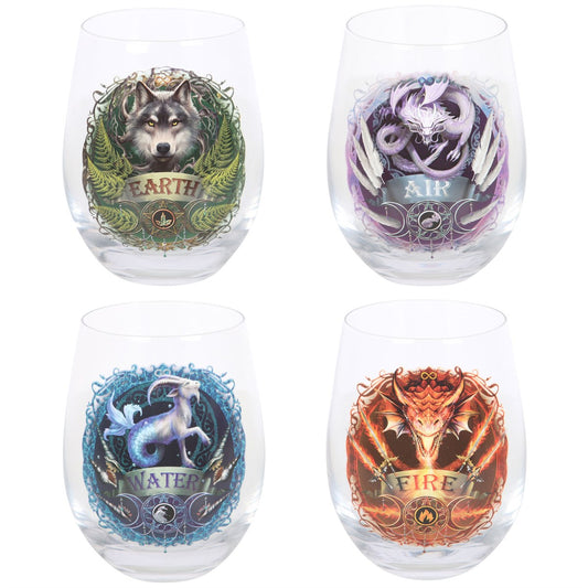 Elemental Stemless Wine Glasses by Anne Stokes