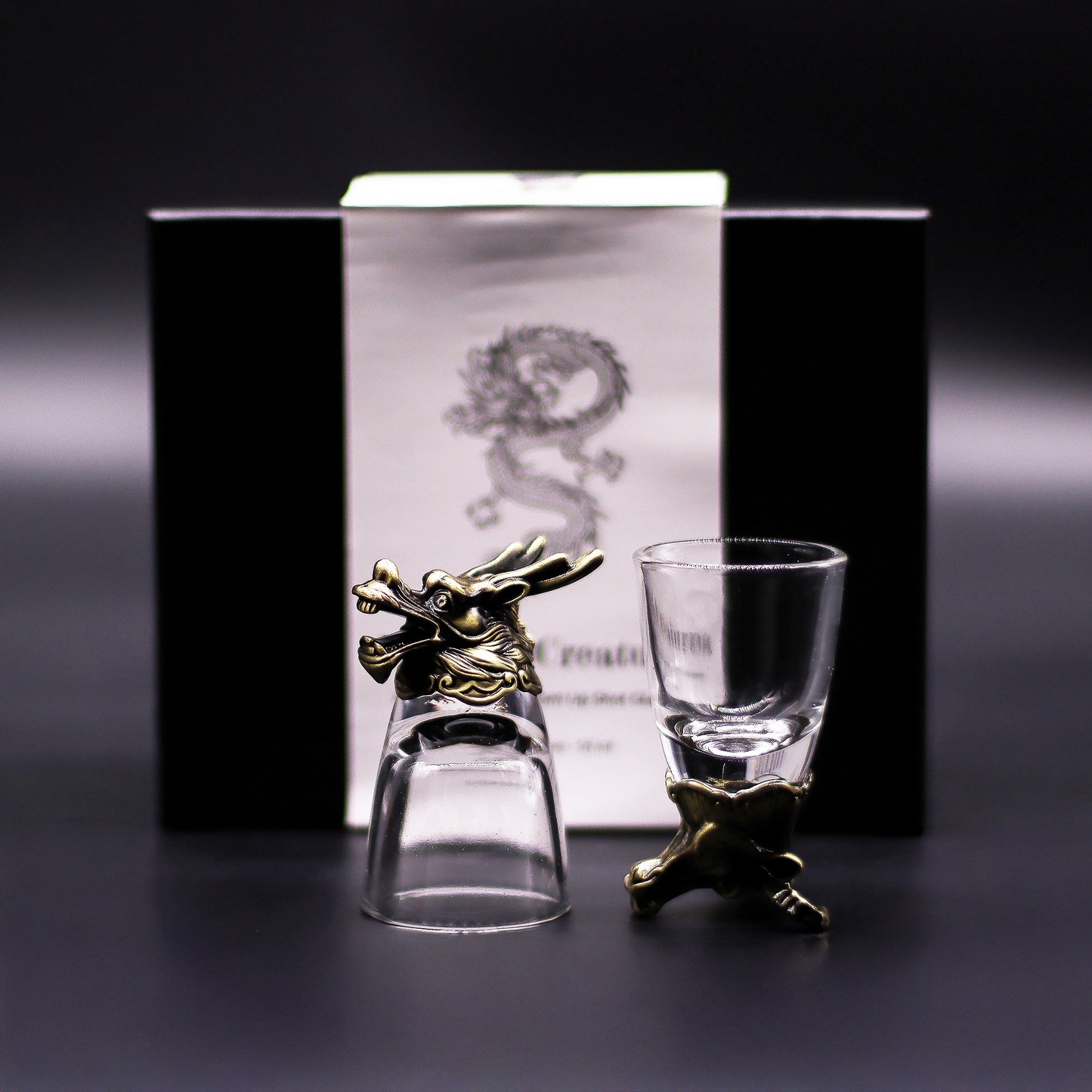 Gift Set of 6 Shot Glasses - Mystical Creatures - Antique Bronze