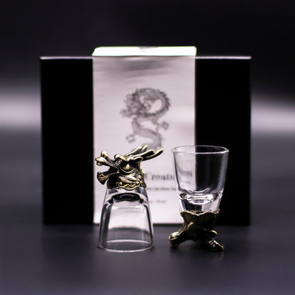 Gift Set of 6 Shot Glasses - Mystical Creatures - Antique Bronze