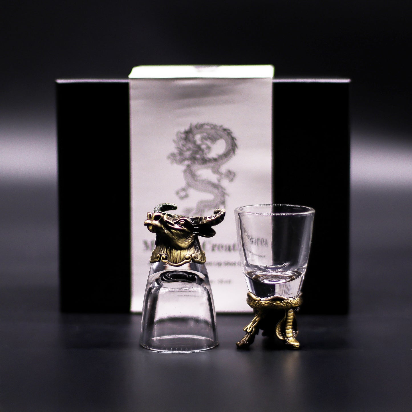 Gift Set of 6 Shot Glasses - Mystical Creatures - Antique Bronze