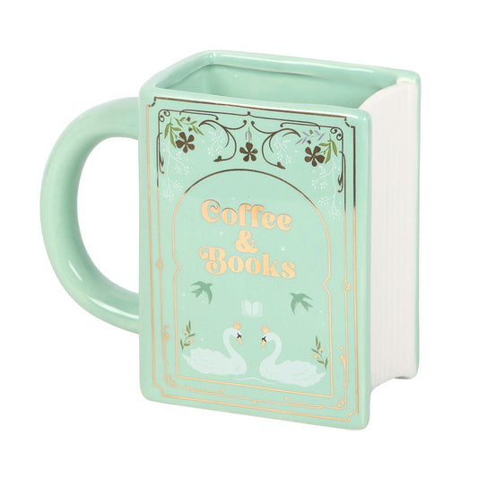 Coffee and Books Green Book Shaped Mug