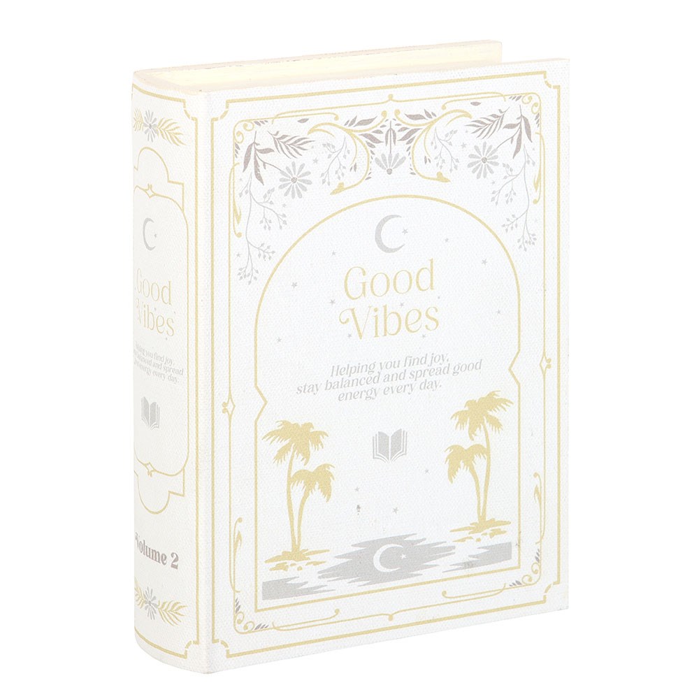 Good Vibes White Book Shaped Storage Box