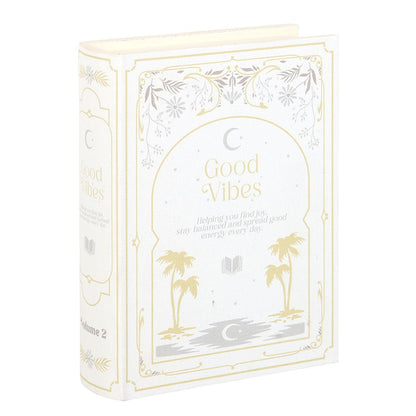 Good Vibes White Book Shaped Storage Box