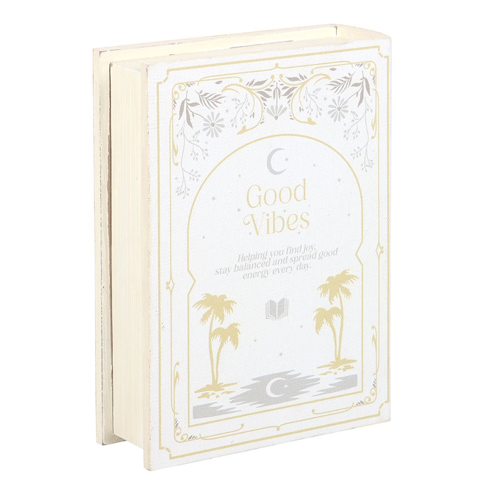 Good Vibes White Book Shaped Storage Box
