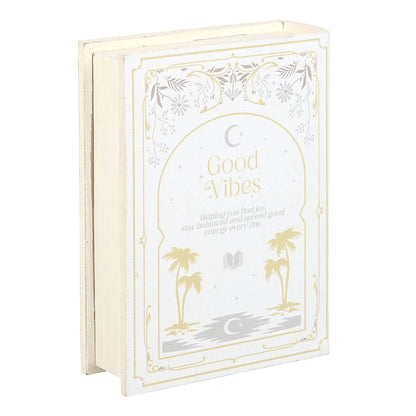 Good Vibes White Book Shaped Storage Box