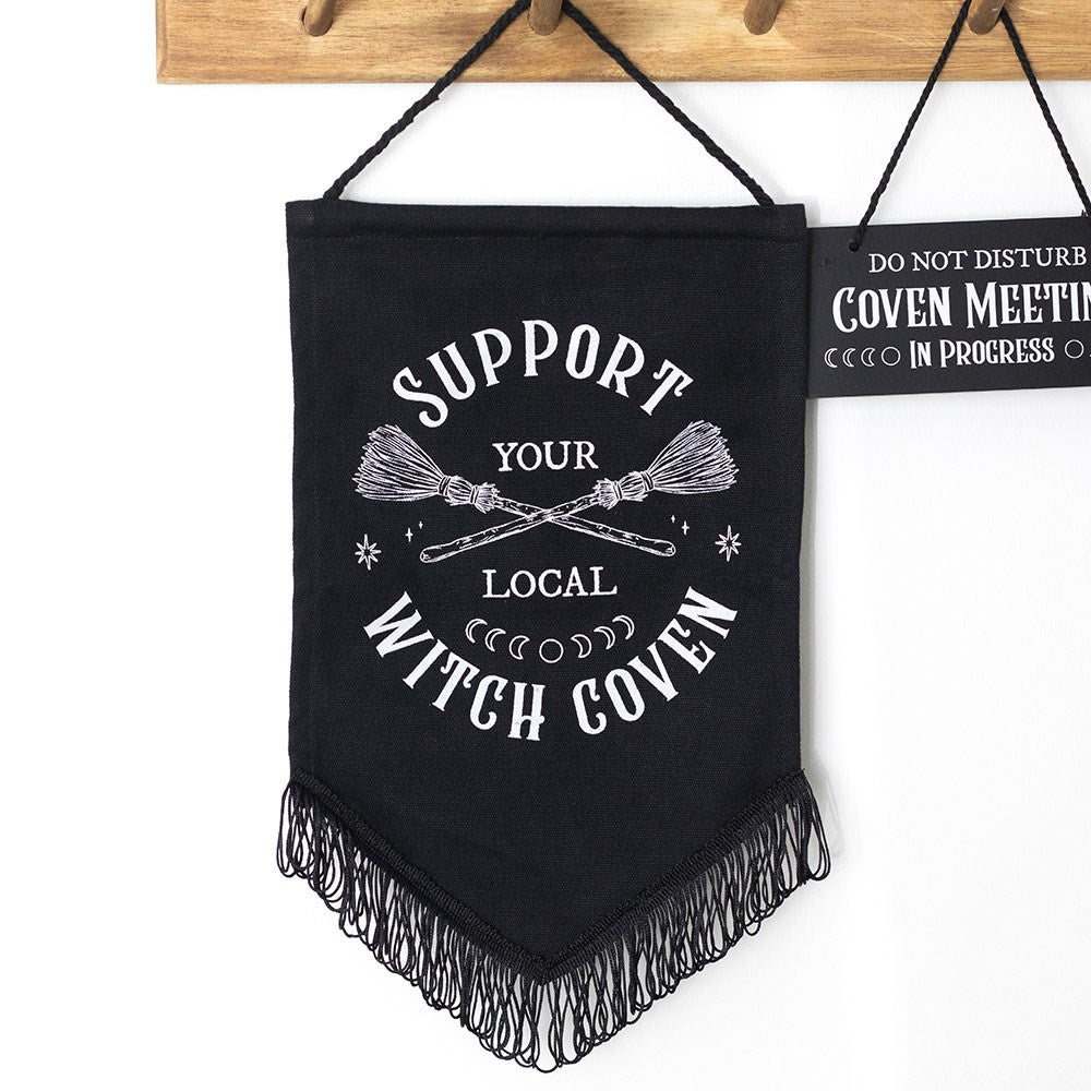 Support Your Local Witch Coven Hanging Fabric Banner