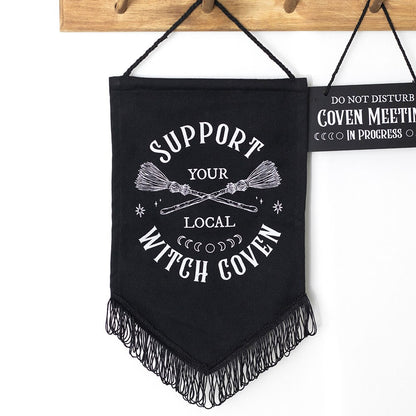 Support Your Local Witch Coven Hanging Fabric Banner