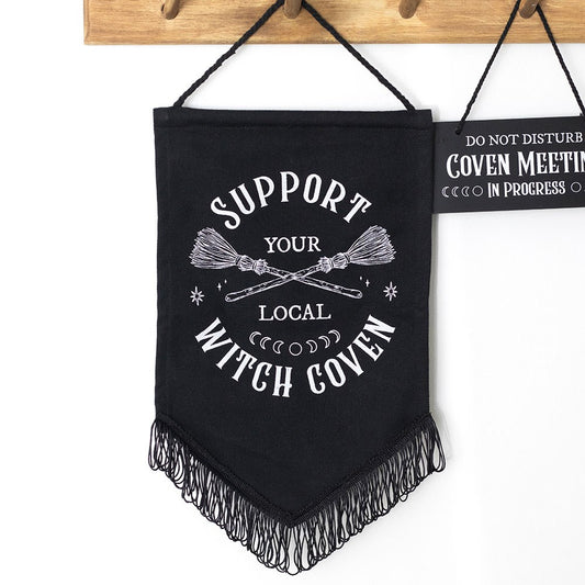 Support Your Local Witch Coven Hanging Fabric Banner