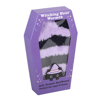 Pastel Purple Striped Socks in Coffin Gift Box