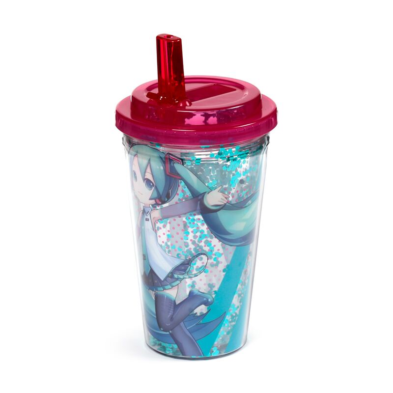 Shatterproof Double Walled Cup with Lid and Straw - Hatsune Miku