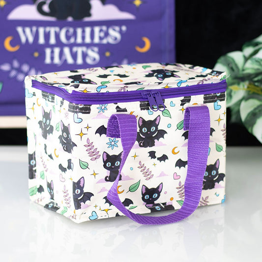 Cute and Creepy Bat Cat Print Lunch Bag