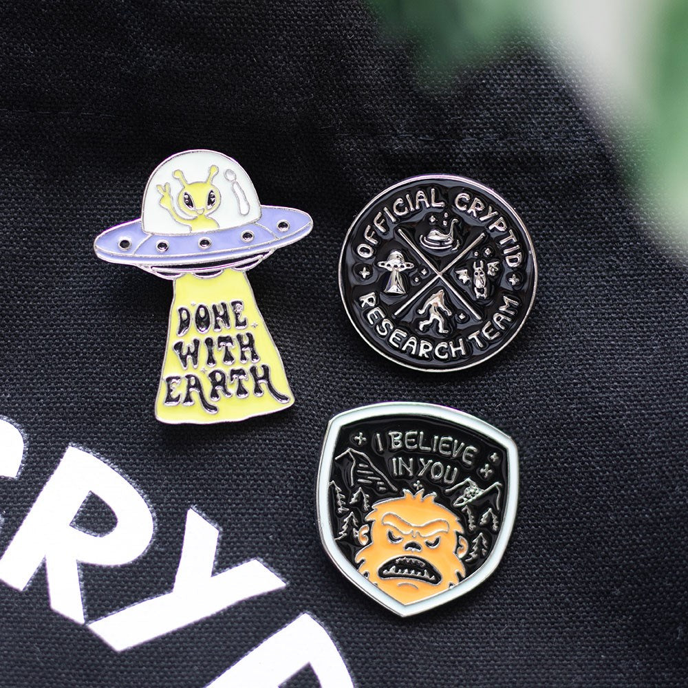 Glow in the Dark UFO Enamel Pin Badge