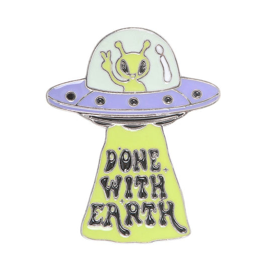 Glow in the Dark UFO Enamel Pin Badge