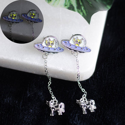 Glow in the Dark Alien Abduction Dangle Earrings