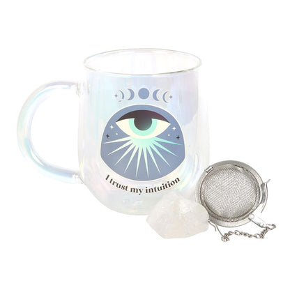 Intuition Double Walled Glass Mug with Aura Crystal Tea Infuser