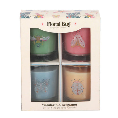 Set of 4 Floral Bug Mandarin & Bergamot Candles