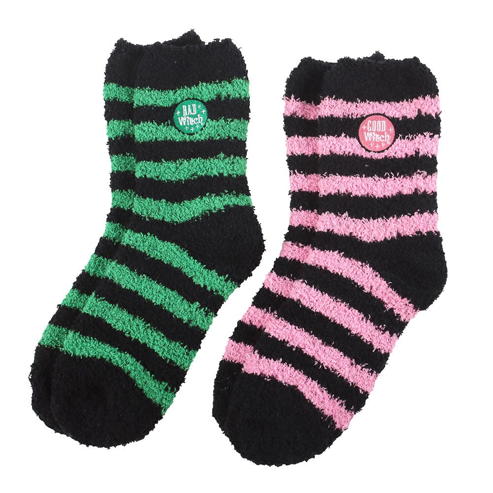 Set of 2 Good Witch and Bad Witch Fluffy Socks