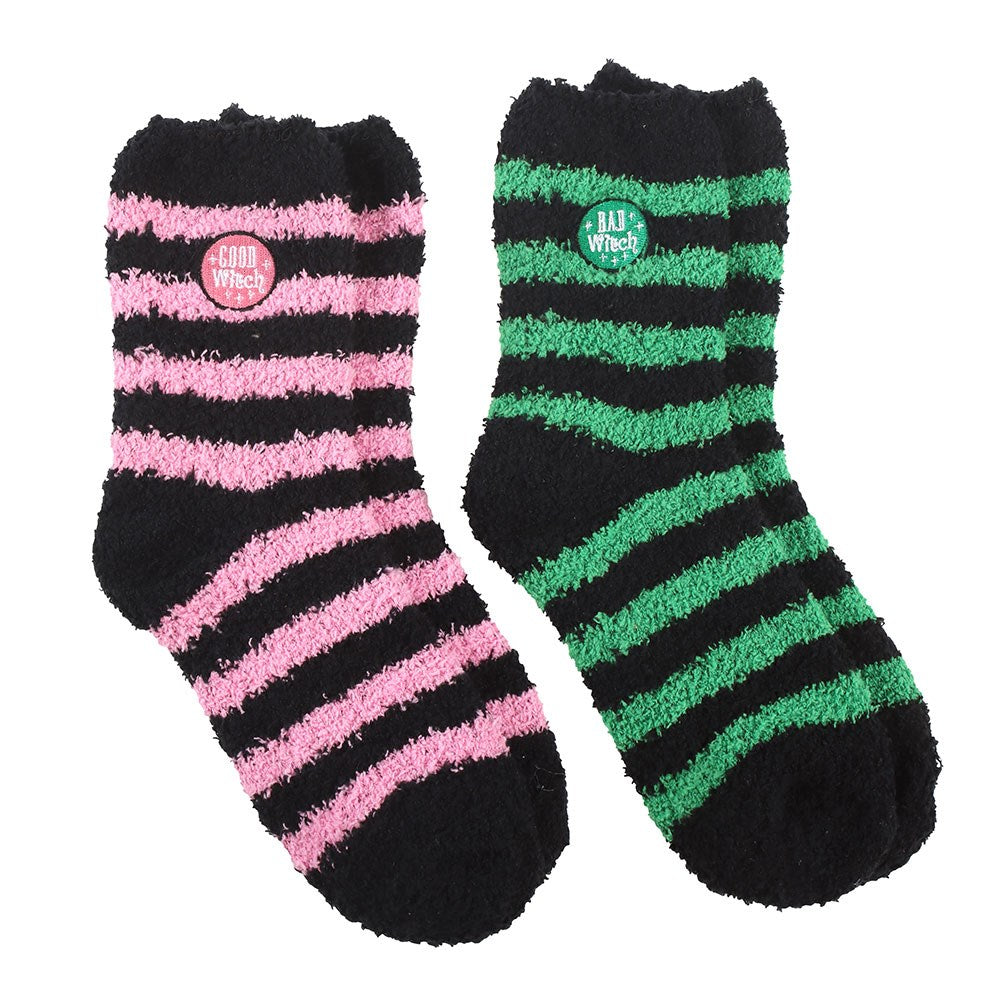 Set of 2 Good Witch and Bad Witch Fluffy Socks