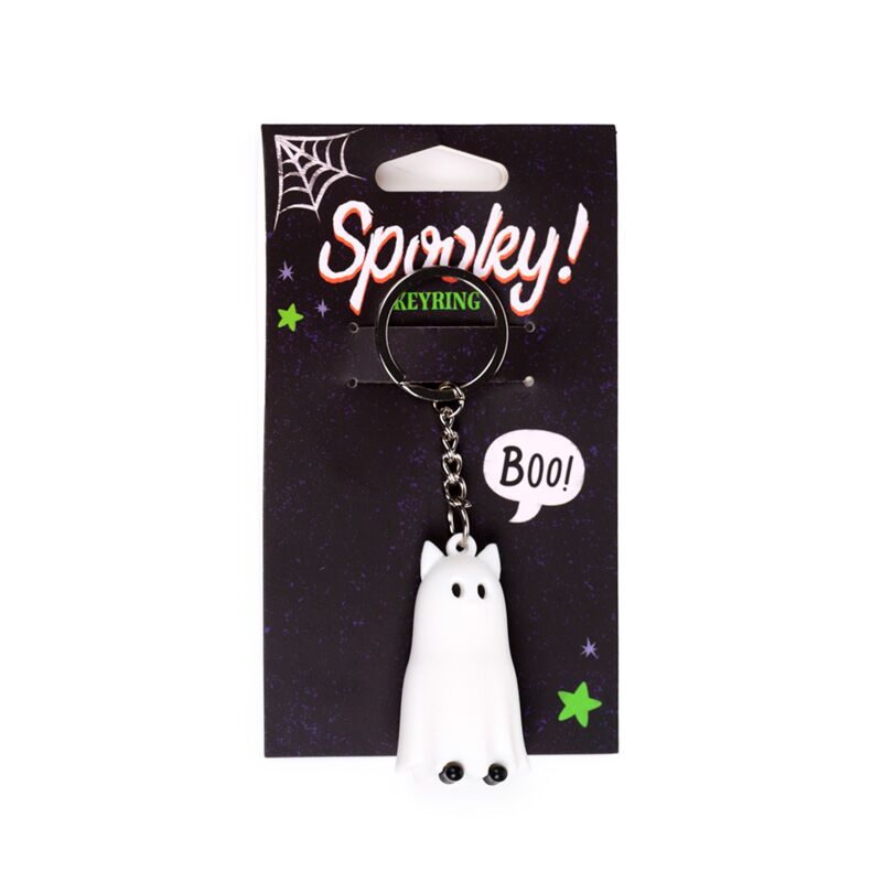 Spooky Ghost Cat 3D Keyring