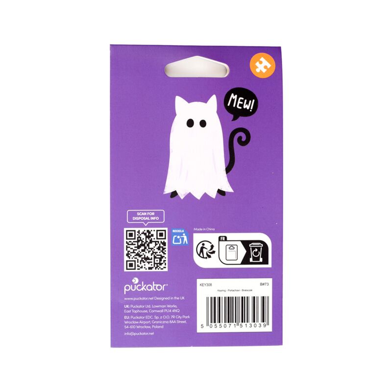 Spooky Ghost Cat 3D Keyring