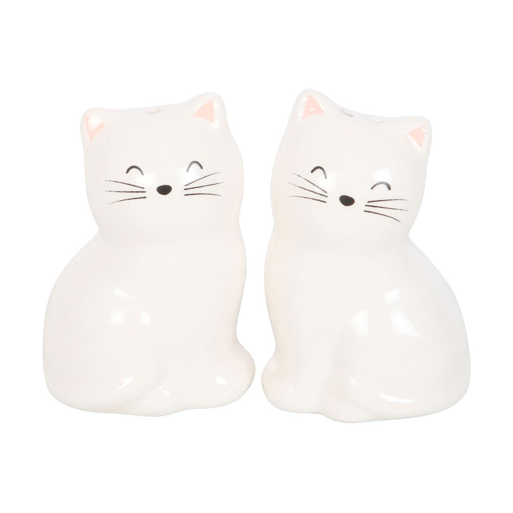 White Cat Shaped Salt and Pepper Shakers