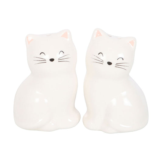White Cat Shaped Salt and Pepper Shakers