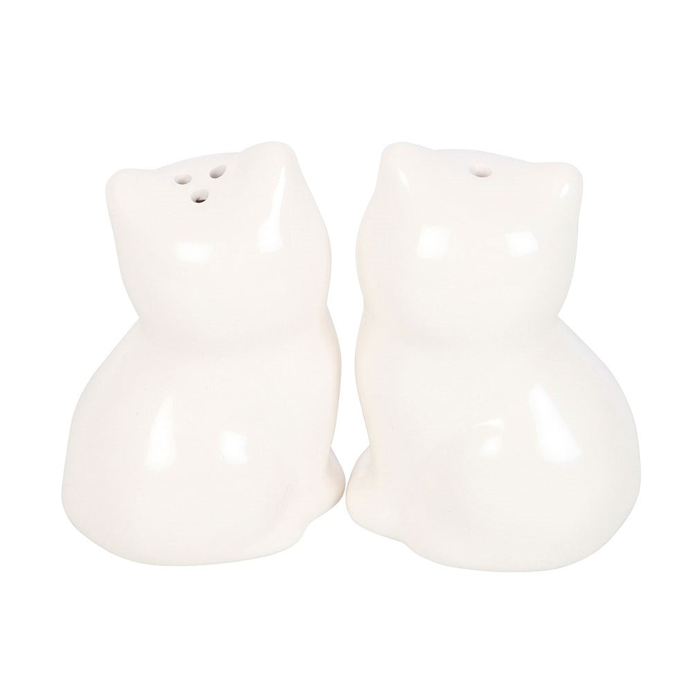 White Cat Shaped Salt and Pepper Shakers