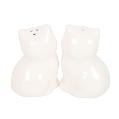 White Cat Shaped Salt and Pepper Shakers