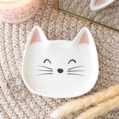 White Cat Face Trinket Dish