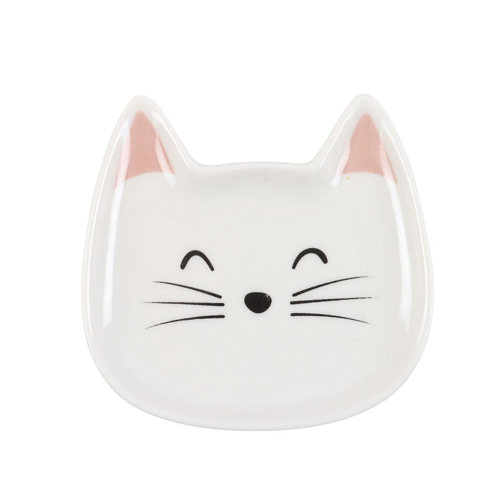 White Cat Face Trinket Dish