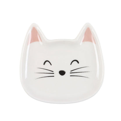 White Cat Face Trinket Dish