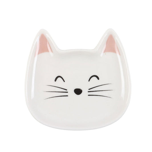 White Cat Face Trinket Dish