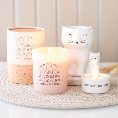 Warm Paws, Happy Heart Cat Tealight Holder