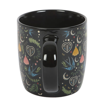 Black Midnight Bloom Print Mug