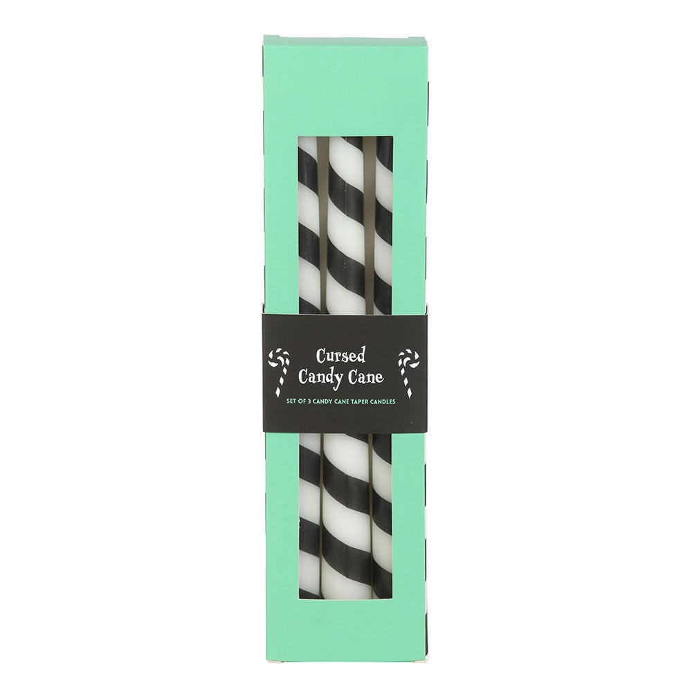 Set of 3 Black Candy Cane Taper Candles