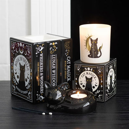Black Cat Magick Curled Cat Tealight Holder