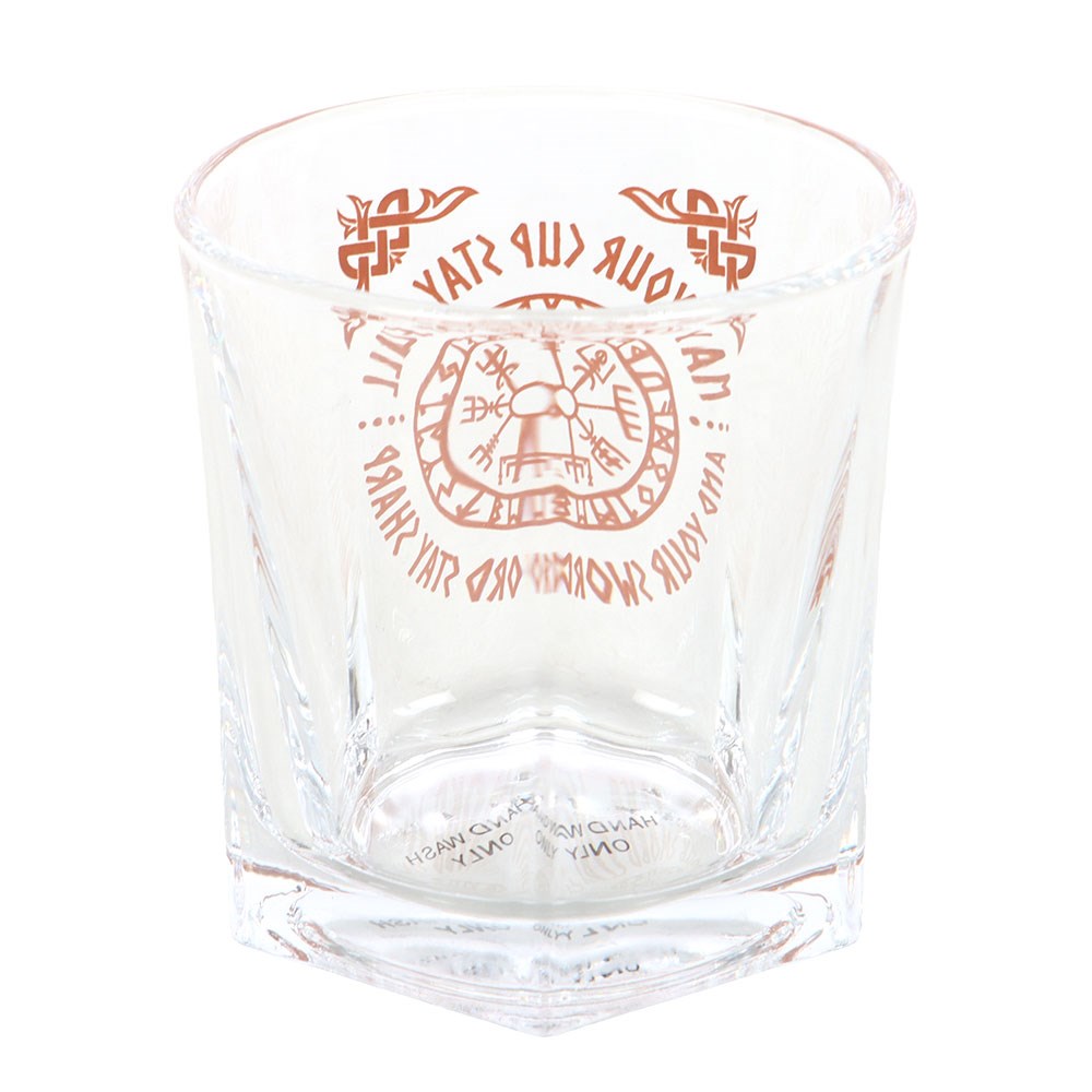 Viking Compass Lowball Drinking Glass with Coaster