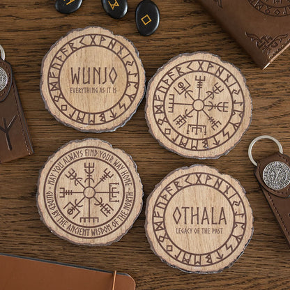 Set of 4 Norse Mythology Wood Slice Coasters